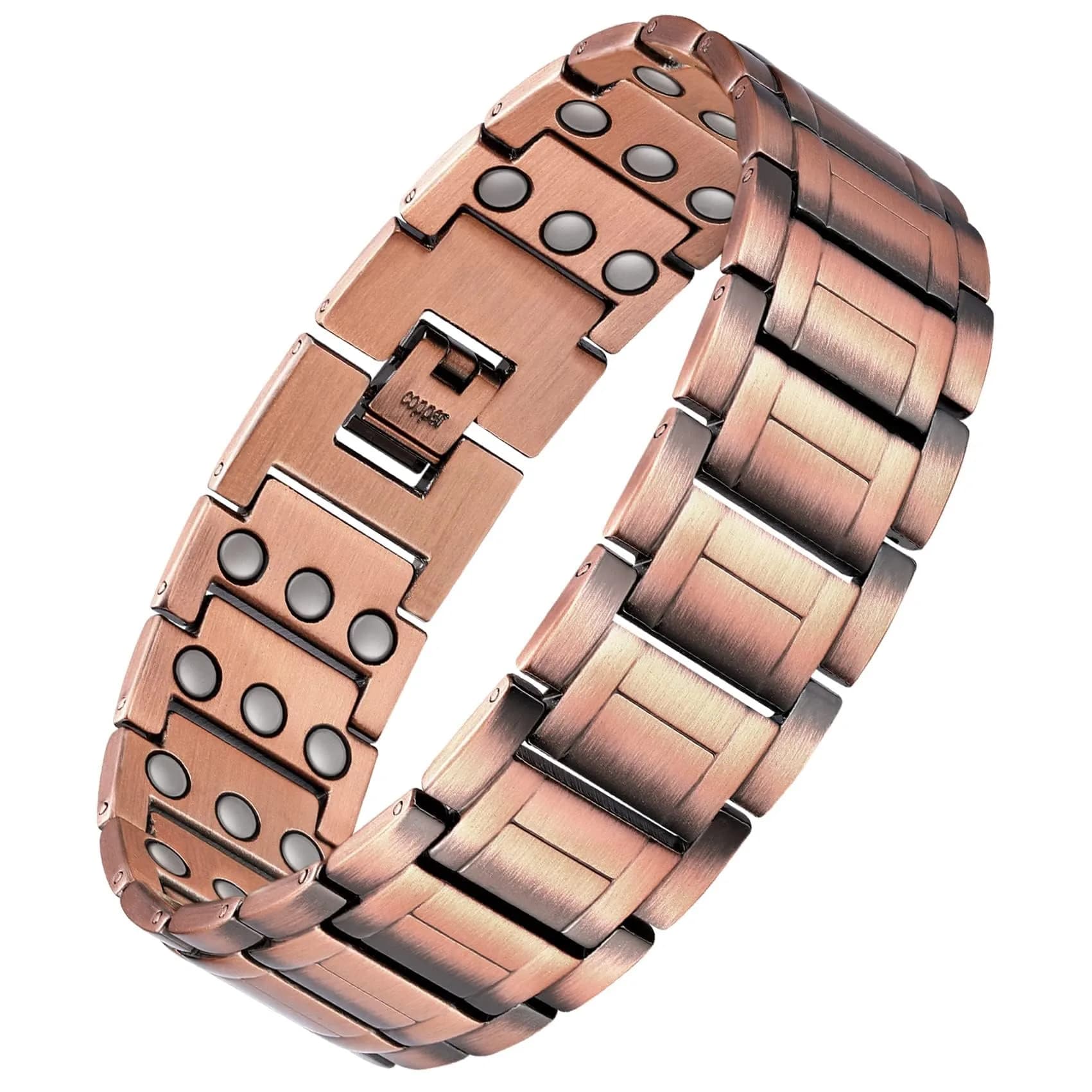 Feraco Magnetic Copper Bracelet for Men | 23 cm (9.1 inches) | 57 x 3800 Gauss Magnets | Classic Geometric Pattern — Classic Copper