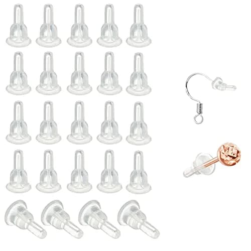 Gaprumi Clear Silicone Earring Backs 50pcs (10mm Height x 6mm Diameter) | Hypoallergenic Earring Safety Pads thumbnail 1