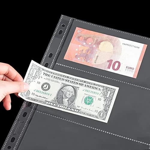 Uncle Paul Currency Pages for Paper Money Collection, 100 Sheets, 3 Pockets | Safe, PP Material, Suitable for Banknotes & Collectibles thumbnail 4