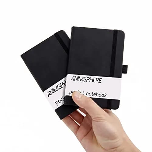 Animusphere Black 2-Pack Pocket Notebook 10.2 x 14.5 cm (4 x 5.7 inches) | Soft Leather Cover, 200 Pages thumbnail 1