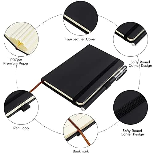 Animusphere Black 2-Pack Pocket Notebook 10.2 x 14.5 cm (4 x 5.7 inches) | Soft Leather Cover, 200 Pages thumbnail 3