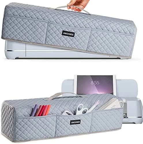 AMOIGEE Padded Dust Cover for Cricut Maker 4, Maker 3, Explore 3, Explore Air 2, Grey | 53cm (21") L x 17cm (6.5") W x 15cm (6") H thumbnail 1