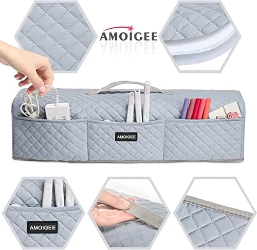 AMOIGEE Padded Dust Cover for Cricut Maker 4, Maker 3, Explore 3, Explore Air 2, Grey | 53cm (21") L x 17cm (6.5") W x 15cm (6") H thumbnail 5