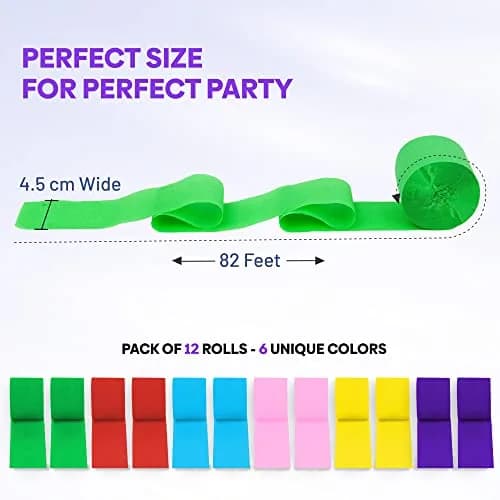 Captain Decor Rainbow Crepe Paper Streamers | 12 Rolls, 984ft Total Length thumbnail 3