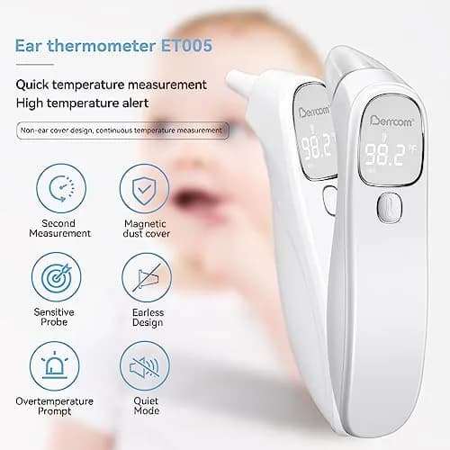 Berrcom 2-in-1 Infrared Forehead Ear Thermometer All Ages | Fast Accurate Reading, Fever Warning, Non-Contact thumbnail 5