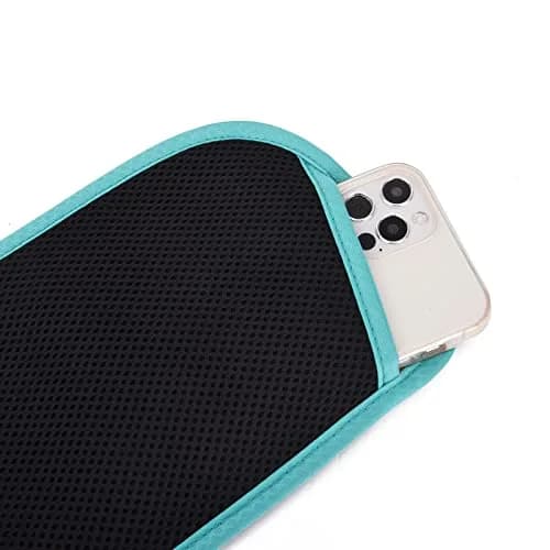 DAITET RFID Blocking Money Belt Slim Fanny Pack for Travel, Running, Passport Holder, Phone, Cash (Black Mint Green) thumbnail 5