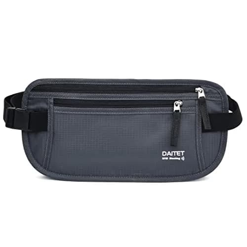 DAITET RFID Blocking Money Belt Slim Fanny Pack with Adjustable Strap | 29cm (11.2") x 14cm (5.5") thumbnail 1