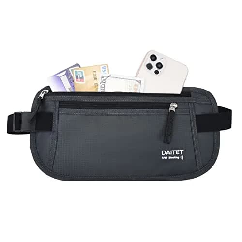 DAITET RFID Blocking Money Belt Slim Fanny Pack with Adjustable Strap | 29cm (11.2") x 14cm (5.5") thumbnail 2