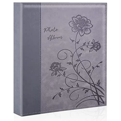 Miaikoe 8x10 Photo Album 100 Vertical Photos | Grey Leather Cover Bookshelf Album thumbnail 1
