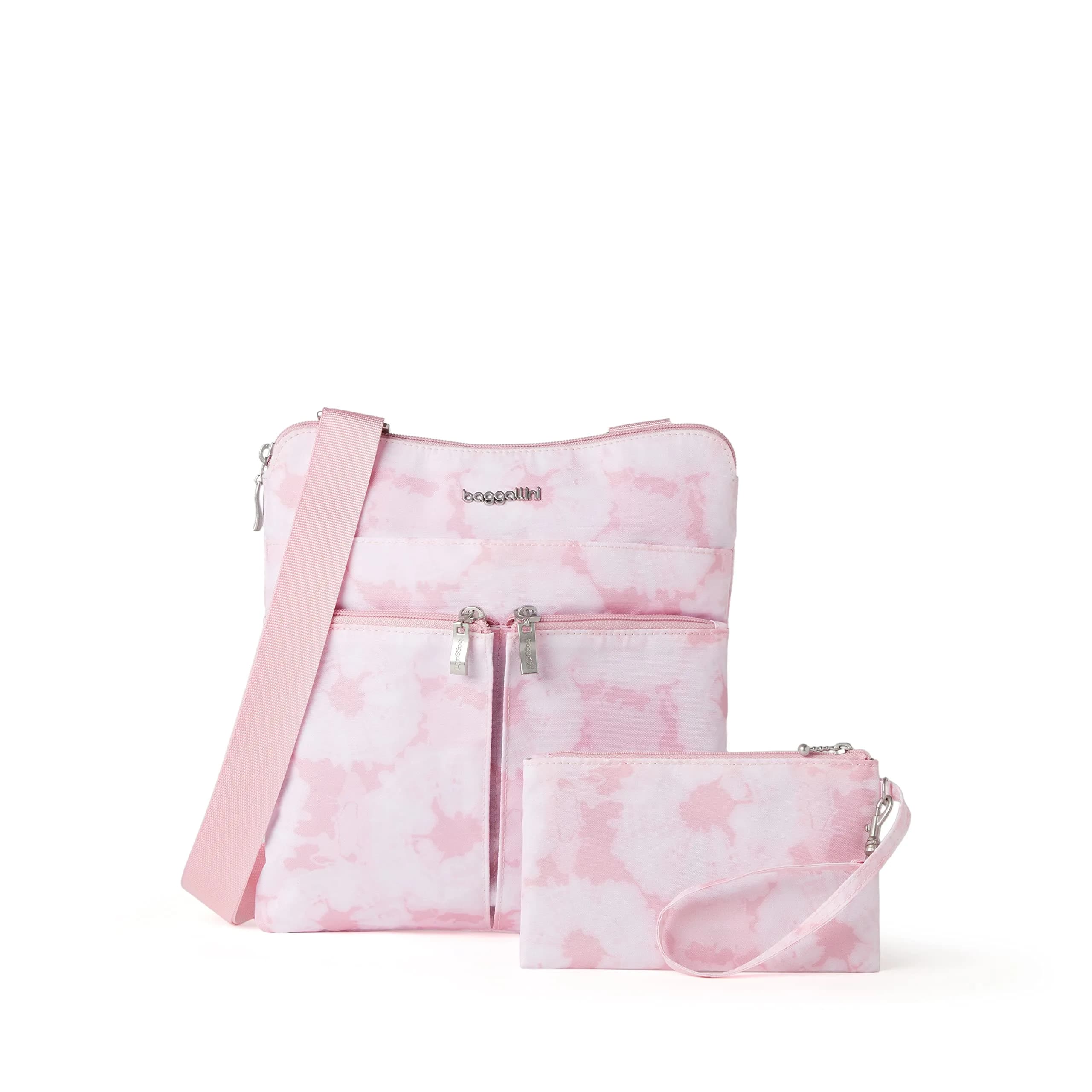 Baggallini Women's Horizon Crossbody Bag 10x10.5" Pink Tie-dye | Water-Resistant Nylon for Women - main product image