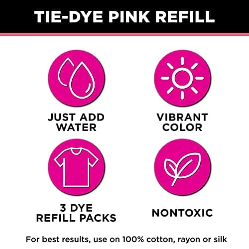 Tulip One-Step Tie-Dye Kit , 3 Fabric Dye Refill Packs, Pink | Eco-Friendly, Bold Colors, 4 oz. Pack thumbnail 2