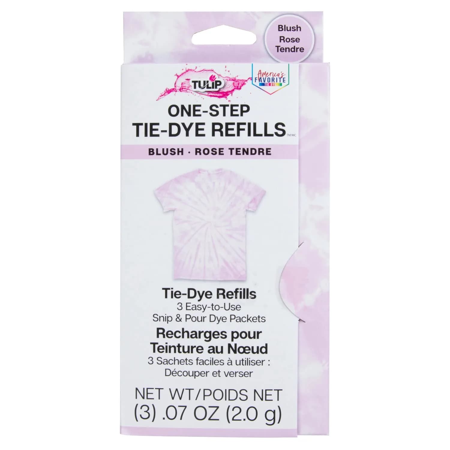Tulip One-Step Tie-Dye Kit , 3 Fabric Dye Refill Packs, Pink | Eco-Friendly, Bold Colors, 4 oz. Pack — Blush
