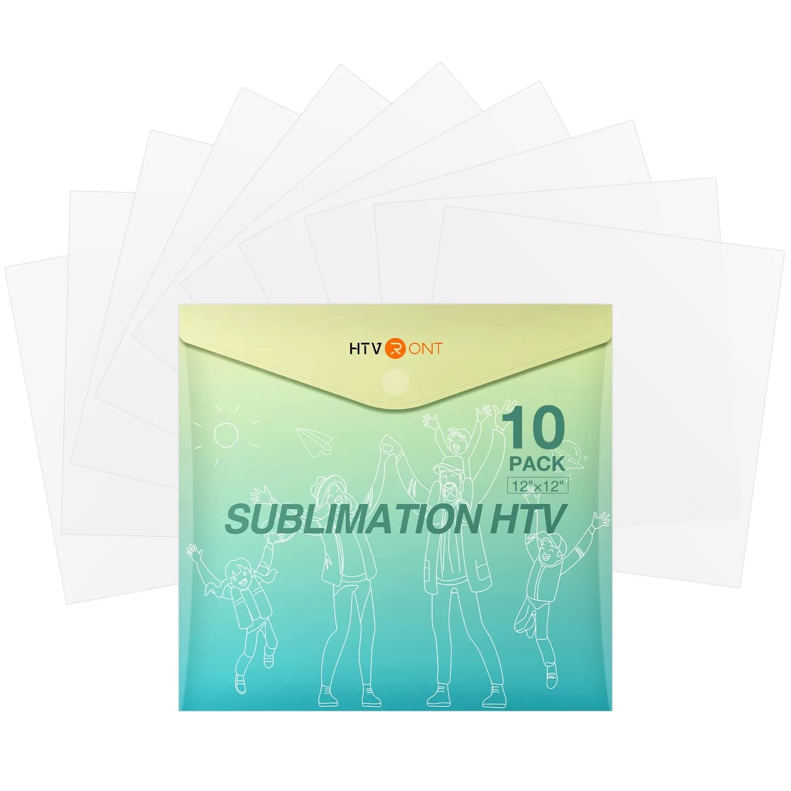 HTVRONT Sublimation HTV Sheets for Cotton Fabric 30.5x25.4cm (12x10'') 10 Pack | Vivid Colors for Dark & Light Cotton — Matte-Light / 10pcs-12x12in