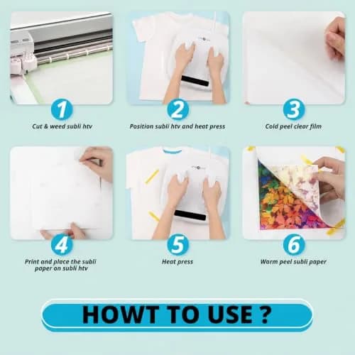 HTVRONT Sublimation HTV Sheets for Cotton Fabric Matte 12x12'' (10 Pack) | Heat Transfer Vinyl for Light Fabric thumbnail 6
