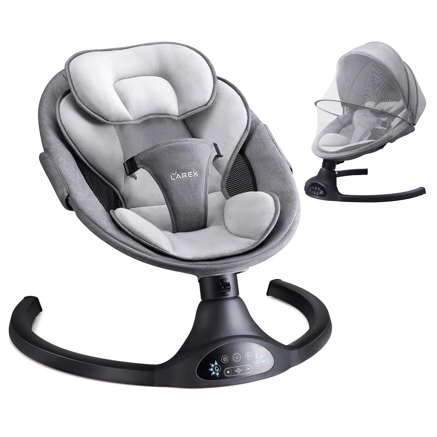 Larex Baby Swing | 5 Speeds, Bluetooth & Remote Control, Black, Large - main product image