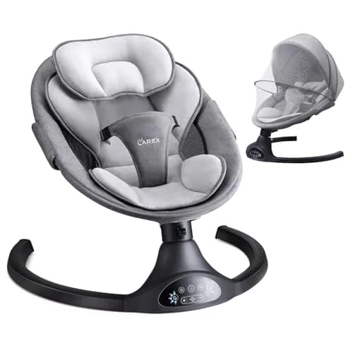Larex Baby Swing | 5 Speeds, Bluetooth & Remote Control, Black, Large thumbnail 1