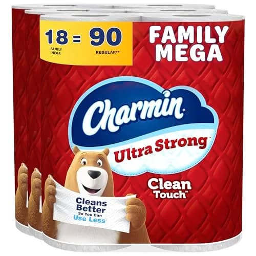 Charmin Ultra Strong Clean Touch 2-Ply Toilet Paper, 18 Family Mega Rolls (4950 Sheets) | 4X Stronger When Wet thumbnail 1