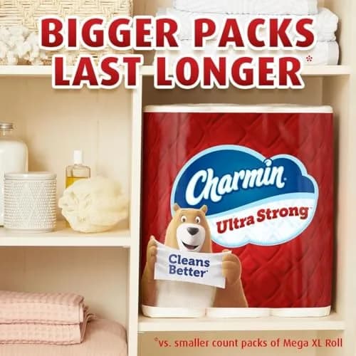 Charmin Ultra Strong Clean Touch 2-Ply Toilet Paper, 18 Family Mega Rolls (4950 Sheets) | 4X Stronger When Wet thumbnail 9