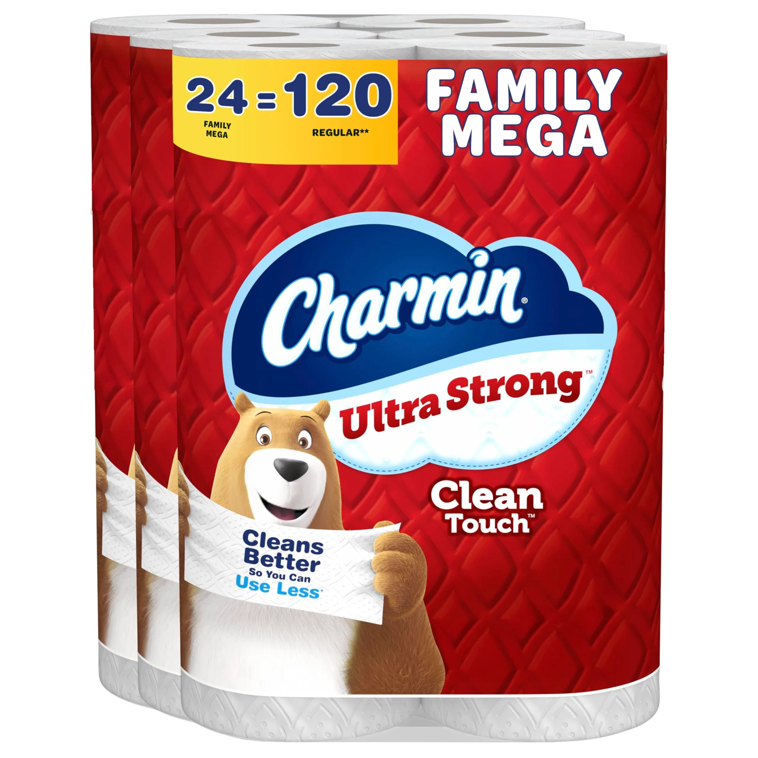 Charmin Ultra Strong Clean Touch Toilet Paper 24 Family Mega Rolls (6600 Sheets) | 4X Stronger When Wet — Family Mega