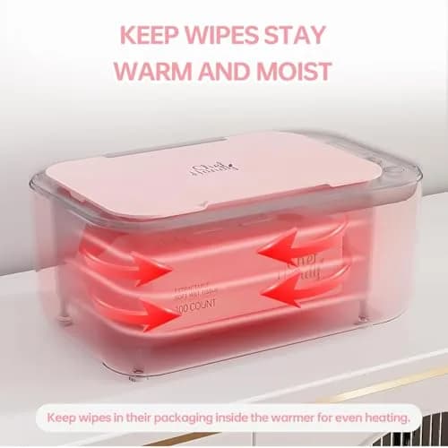 Chefhandy Pink Baby Wipe Warmer with 3 Temperature Settings, Large Capacity | Surround Heating for Even Warmth thumbnail 7