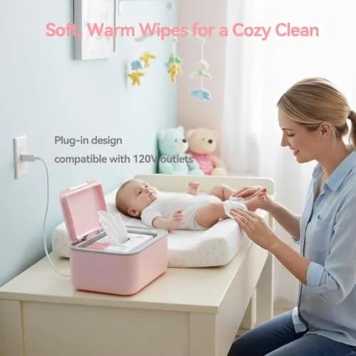 Chefhandy Pink Baby Wipe Warmer with 3 Temperature Settings, Large Capacity | Surround Heating for Even Warmth thumbnail 2