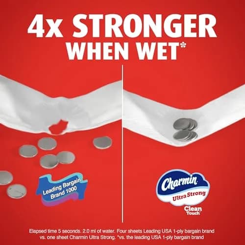 Charmin Ultra Strong Clean Touch Toilet Paper 30 Family Mega Rolls (8250 Sheets) | 4X Stronger When Wet thumbnail 4