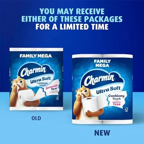 Charmin Ultra Soft Cushiony Touch Toilet Paper 30 Family Mega Rolls (8640 Sheets Total) | Soft, Absorbent, Clog-Safe thumbnail 2