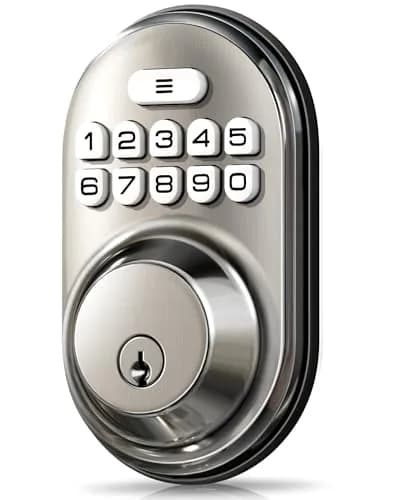 Veise Deadbolt Keypad Lock Satin Nickel | Keyless Entry, Auto Lock & Weatherproof thumbnail 1