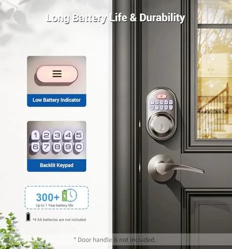 Veise Deadbolt Keypad Lock Satin Nickel | Keyless Entry, Auto Lock & Weatherproof thumbnail 5