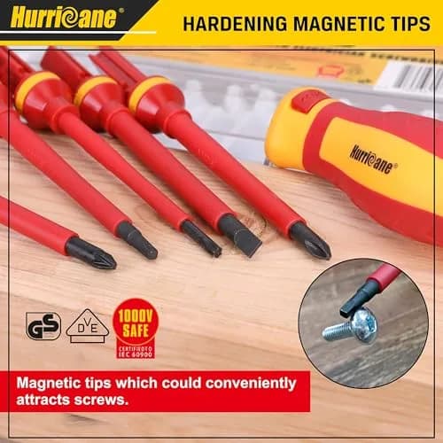 HURRICANE 1000V Insulated Screwdriver Set, 15-Piece Professional Electrician Tool Kit with Magnetic Tips thumbnail 8