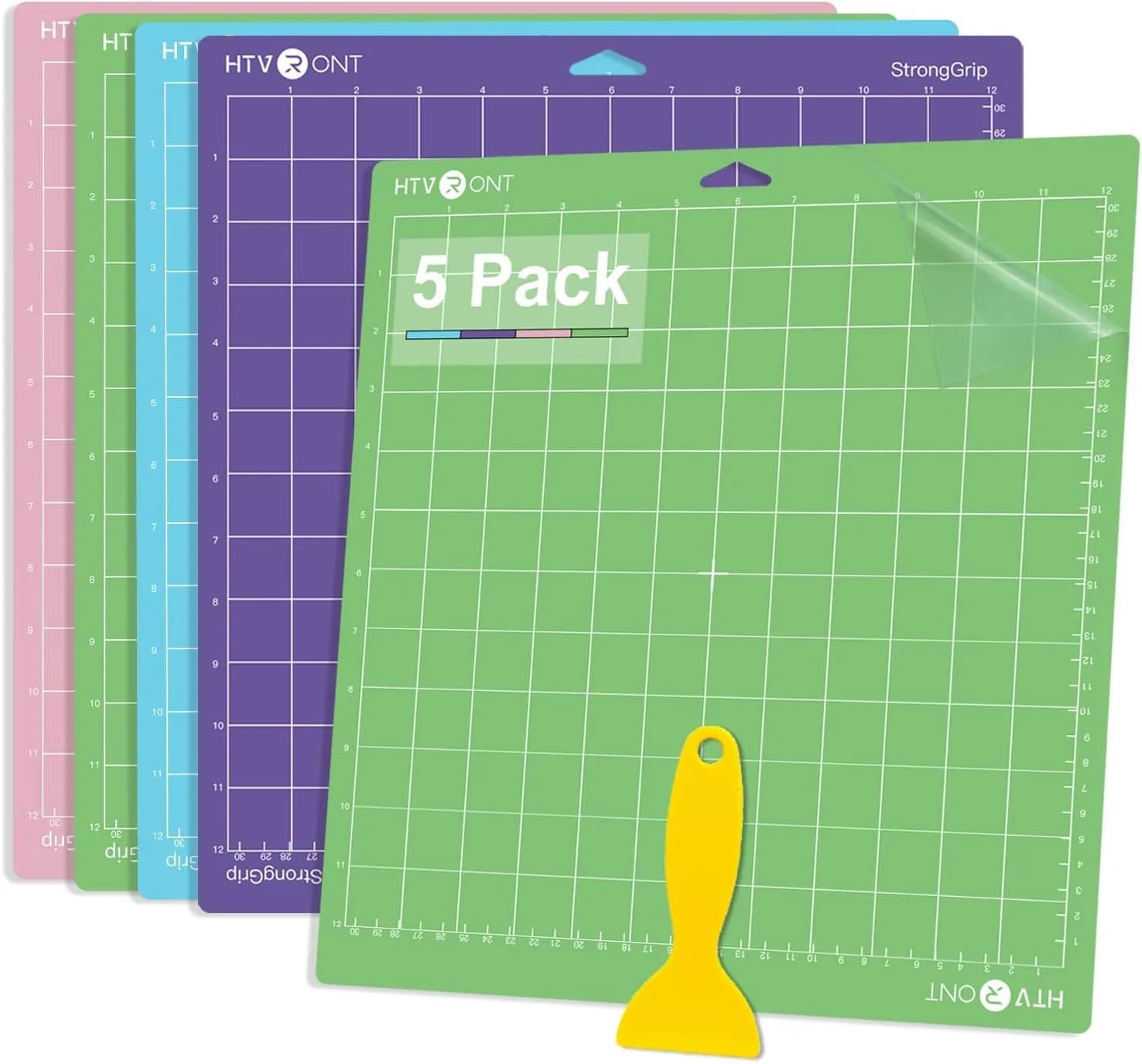 HTVRONT Cutting Mats for Cricut Joy/Joy 2, 6 Pack (3x 4.5x12in & 3x 4.5x6.5in) | Strong Stickiness & Durable — Green, Purple, Pink, Blue / 12X12in