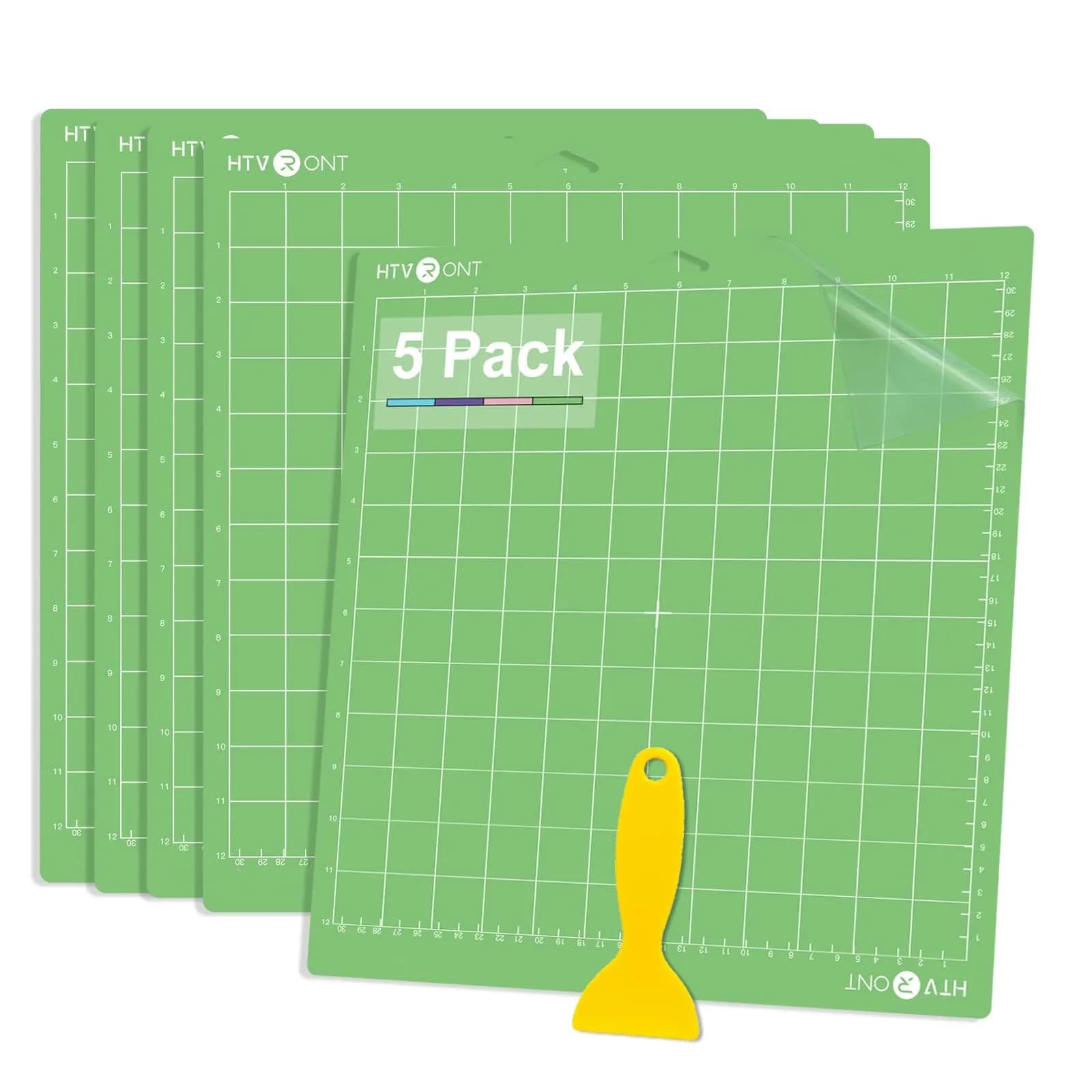 HTVRONT Standard Stickiness Cutting Mats 12x12 Inch (30.5x30.5 cm), 5 Pack | Compatible with Cricut Machines