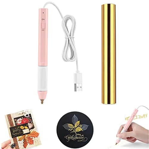 CYFUN DESIGN Heated Foil Pen and Glimmer Foil Roll Set | 2.5mm Bold Tip, USB Powered, for Card Making & Scrapbooking thumbnail 1