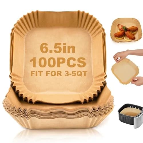 ctizne Disposable Air Fryer Liners 6.5" Square | Greaseproof, Waterproof & Non-Stick for 3-5QT thumbnail 1