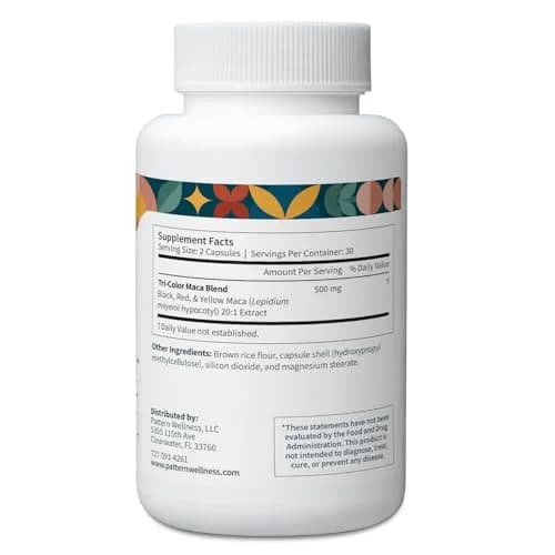 Pattern Wellness Maca Root Supplement – 60 Vegan, Non-GMO Capsules | Supports Energy & Balance thumbnail 3