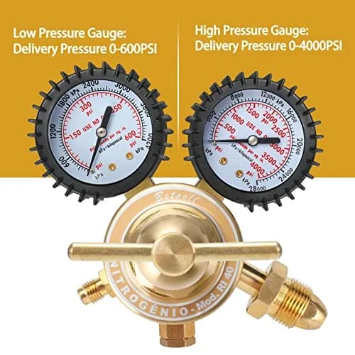 BETOOLL Nitrogen Regulator - Gauge with 78.7" Hose, 0-600 PSI Brass Inlet Outlet | Accurate Pressure Control thumbnail 5