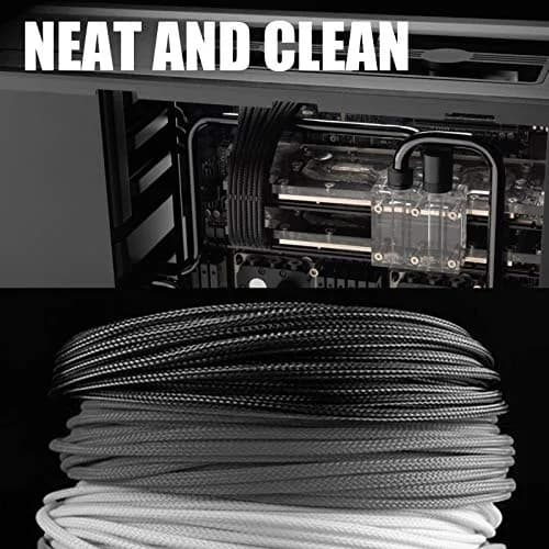 ABNO1 PSU Cable Extension Kit 30cm (11.8in) | Black/White Sleeved Braided PC Power Cables thumbnail 6