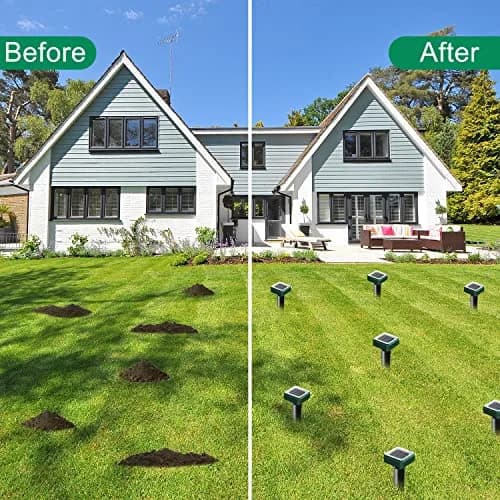 USKICH Solar Powered Mole Repellent Spikes, 10 Pack Ultrasonic Vole Deterrent for Garden & Yard thumbnail 7