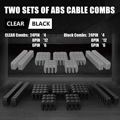 ABNO1 PSU Extension Cable Kit With Cable Combs - 30cm (11.8") Length, Pink Sleeved Cables | Triple Layer Weaving for ATX Power Supply thumbnail 2