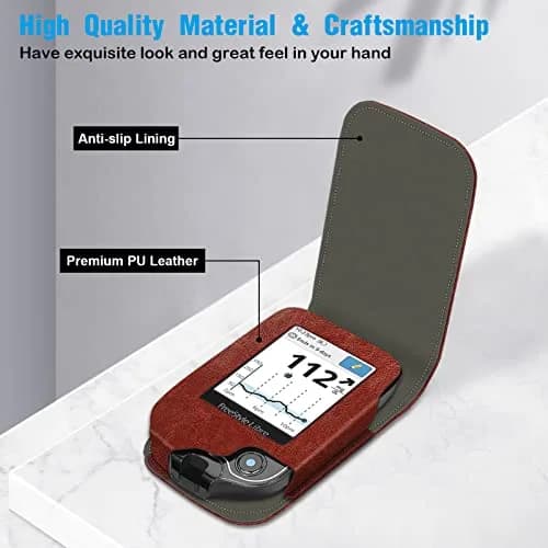 MEDMAX PU Leather Protective Case for Freestyle Libre 3 2 / Reader, Shockproof Diabetic Storage Carrying Case with Carabiner Clip & Handle (Brown) thumbnail 5
