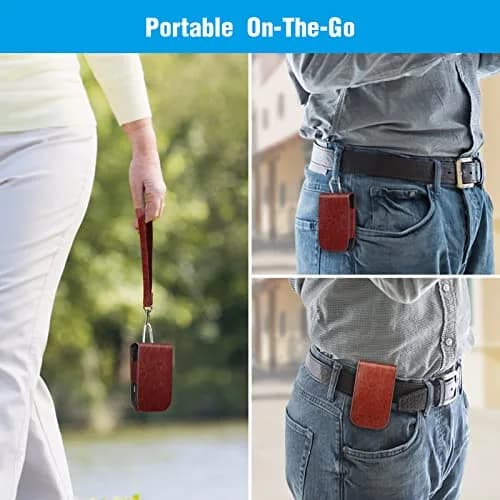 MEDMAX PU Leather Protective Case for Freestyle Libre 3 2 / Reader, Shockproof Diabetic Storage Carrying Case with Carabiner Clip & Handle (Brown) thumbnail 6
