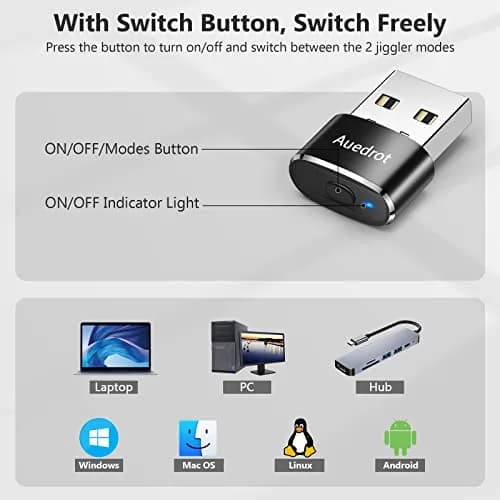 AUEDROT Mouse Jiggler Undetectable USB Mouse Mover with 2 Modes | Keep Computer Awake thumbnail 5