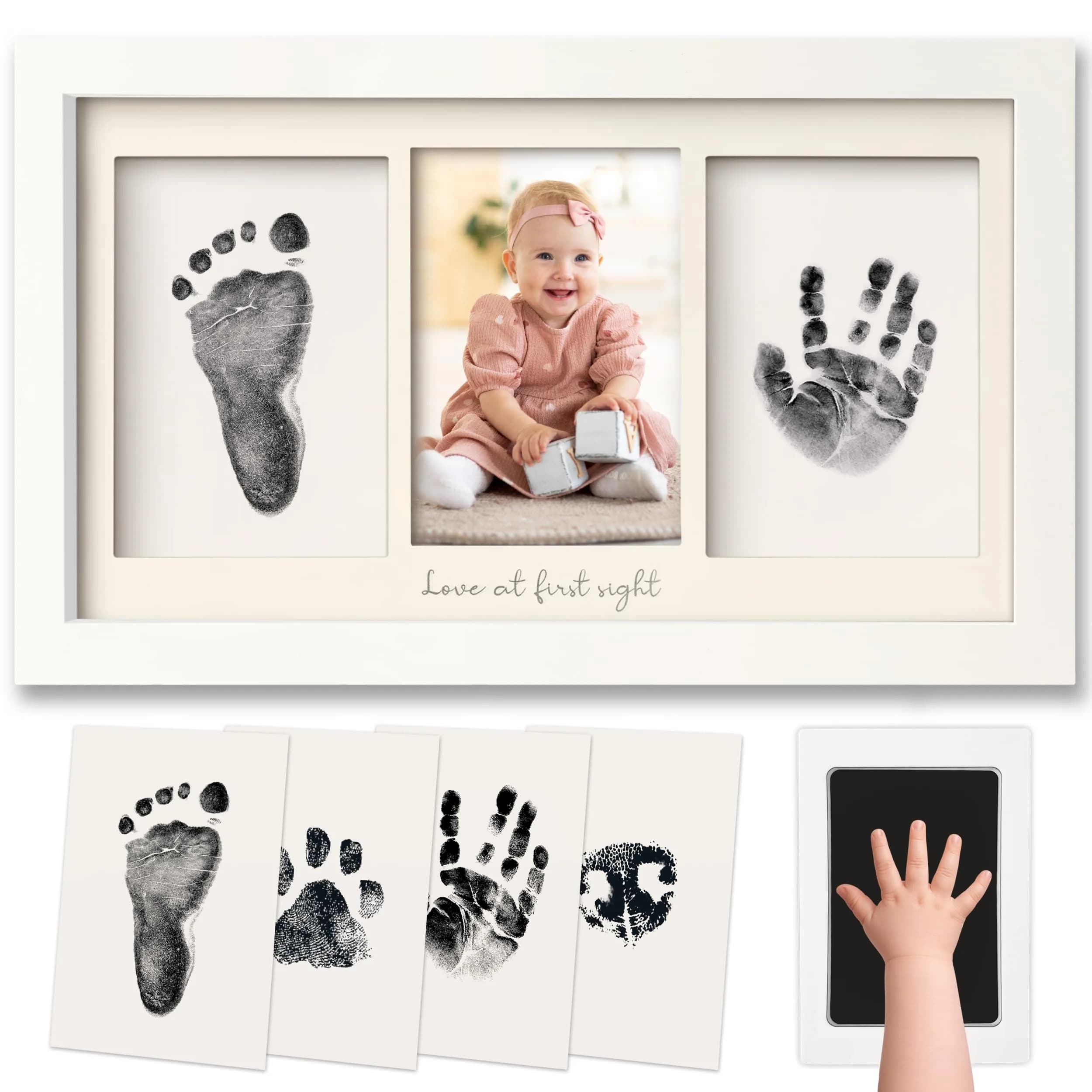 KeaBabies Baby Hand & Footprint Kit, Newborn Keepsake, Alpine White | Mess-Free, Safe & Easy - main product image