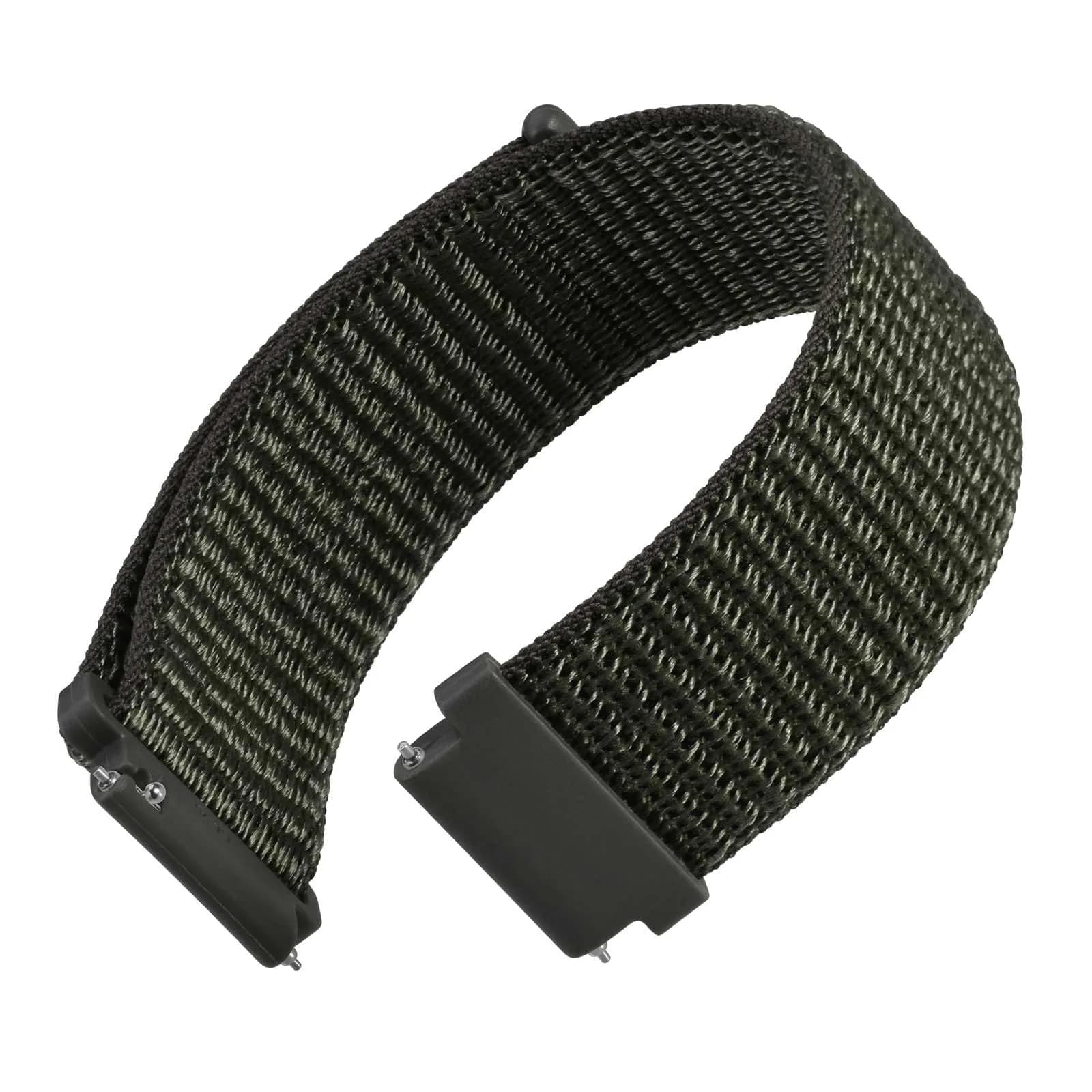 WOCCI 18mm Adjustable Nylon Watch Band | Quick Release Sport Loop Strap (Army Green)