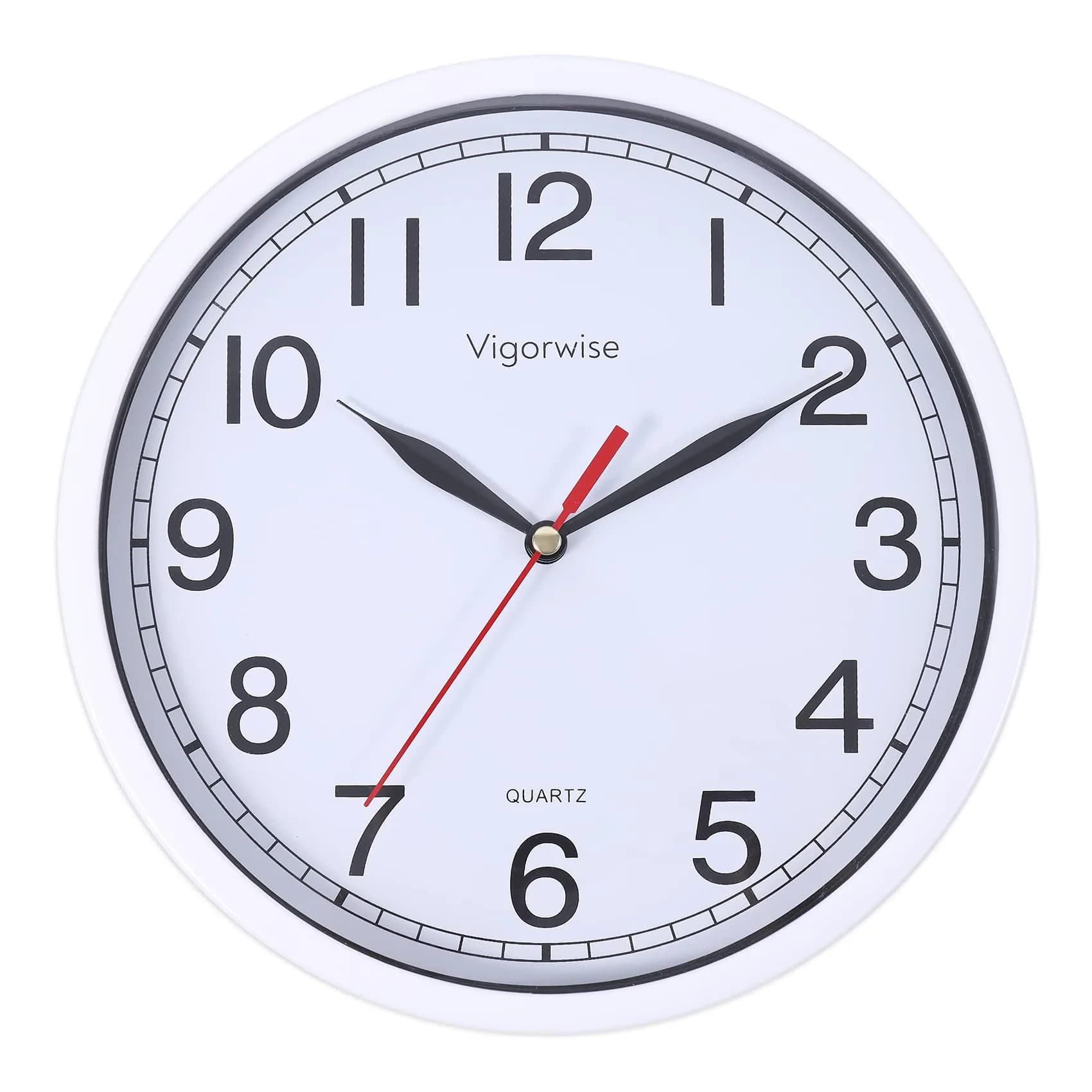 Vigorwise 8 Inch White Wall Clock Silent Wall Clocks with Temperature | Modern Home Decor with Thermo-Hygrometer — White No Temperature / 8 inches