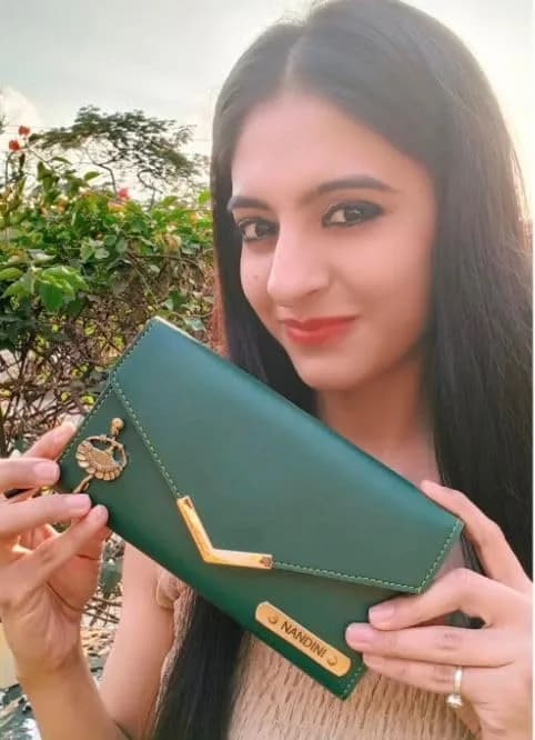 YOUR GIFT STUDIO Personalised Leather Gift Set for Women | Wallet, Passport Cover, Sunglasses Case, Keychain (Green) thumbnail 4