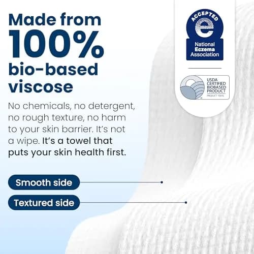Clean Skin Club Clean Towels XL® Disposable Face Towelettes, 200 Count Value Pack | USDA Biobased Eczema Association Accepted thumbnail 7