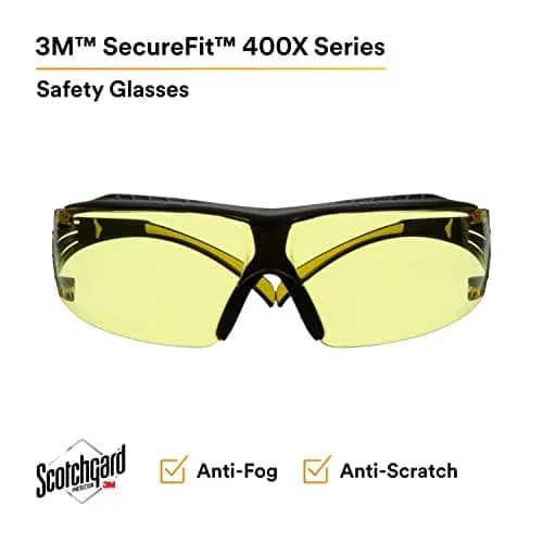 3M Safety Glasses, SecureFit 400, Amber Lens, Yellow/Black Temples | Impact-Resistant, Anti-Fog, Comfortable Fit thumbnail 2