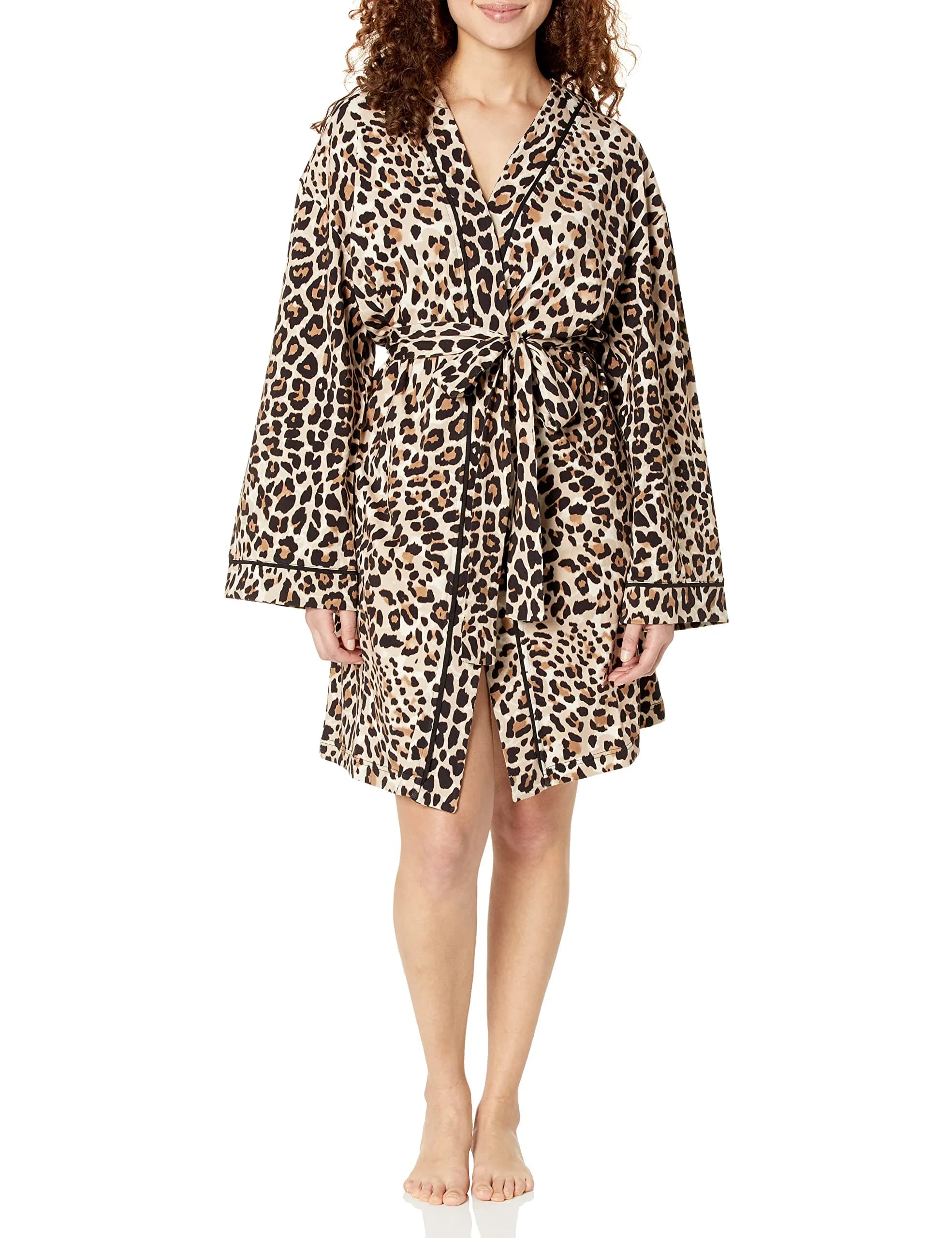 HUGO Womens Soft Jersey Kimono Robe, Leopard, Medium US | Loose Fit, Comfortable & Imported - main product image