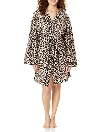 HUGO Womens Soft Jersey Kimono Robe, Leopard, Medium US | Loose Fit, Comfortable & Imported thumbnail 1